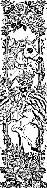 Free colorable bookmarks of a unicorn kicking its legs